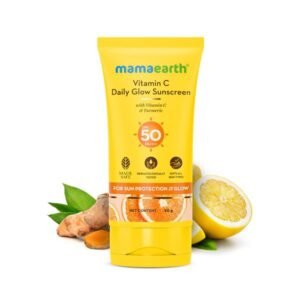 Mamaearth Vitamin C Daily Glow Sunscreen with Vitamin C & Turmeric for Sun Protection & Glow | SPF 50 & PA++++ Protection |50 g
